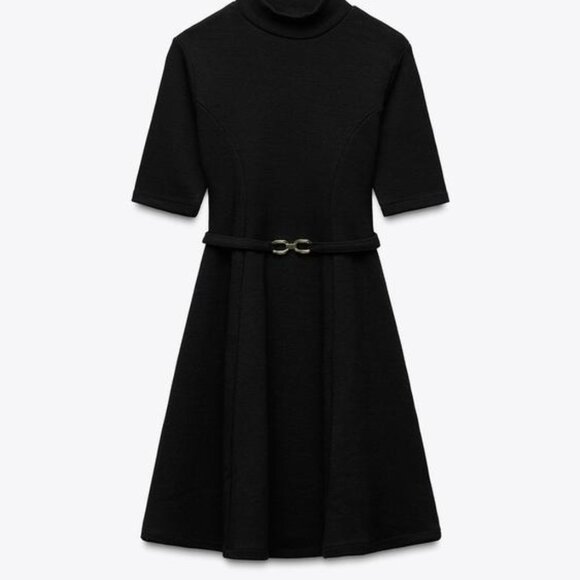Zara Dresses & Skirts - ZARA SKATER DRESS WITH STRETCH KNIT BELT SIZE S  5584/170/800